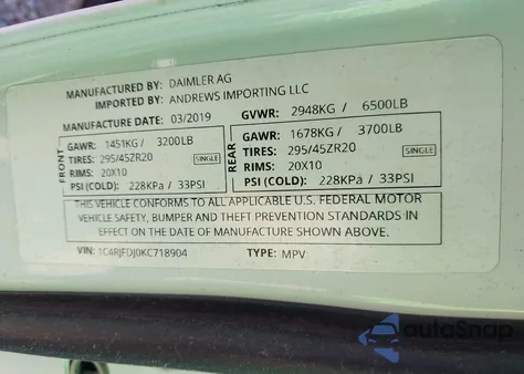 2019 Jeep Grand Cherokee Srt z USA, uszkodzony, nr VIN 1C4RJFDJ0KC718904